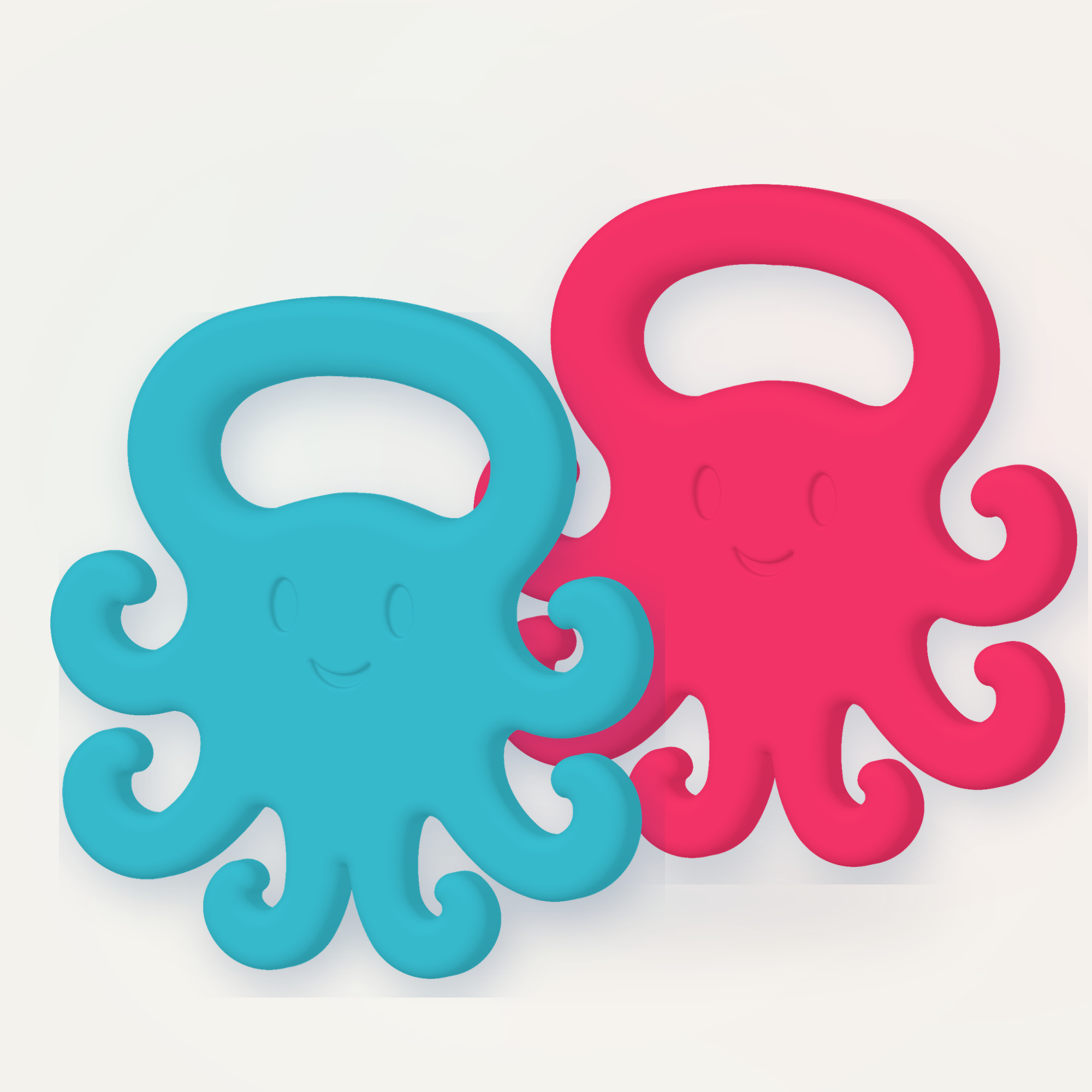 Blue and pink Octahook bag carriers together